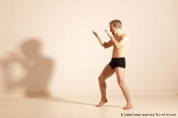 Underwear Martial art Man White Moving poses Athletic Short Blond Dynamic poses Academic