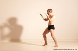 Underwear Martial art Man White Moving poses Athletic Short Blond Dynamic poses Academic