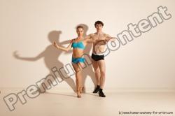 Underwear Woman - Man White Slim Short Brown Dancing Dynamic poses Academic