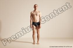 Underwear Gymnastic poses Man White Slim Bald Dancing Dynamic poses Academic