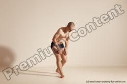 Underwear Gymnastic poses Man White Slim Bald Dancing Dynamic poses Academic