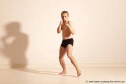 Underwear Martial art Man White Moving poses Athletic Short Blond Dynamic poses Academic