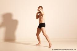 Underwear Martial art Man White Moving poses Athletic Short Blond Dynamic poses Academic