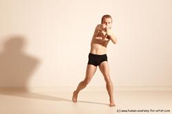 Underwear Martial art Man White Moving poses Athletic Short Blond Dynamic poses Academic