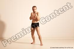 Underwear Martial art Man White Moving poses Athletic Short Blond Dynamic poses Academic