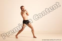 Underwear Martial art Man White Moving poses Athletic Short Blond Dynamic poses Academic