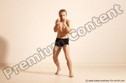 Underwear Martial art Man White Moving poses Athletic Short Blond Dynamic poses Academic