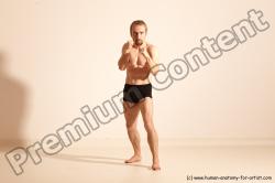 Underwear Martial art Man White Moving poses Athletic Short Blond Dynamic poses Academic