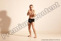 Underwear Martial art Man White Moving poses Athletic Short Blond Dynamic poses Academic