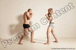 Underwear Martial art Man - Man White Moving poses Slim Short Blond Dynamic poses Academic