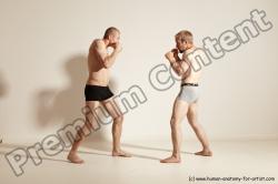 Underwear Martial art Man - Man White Moving poses Slim Short Blond Dynamic poses Academic