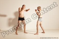 Underwear Martial art Man - Man White Moving poses Slim Short Blond Dynamic poses Academic