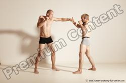 Underwear Martial art Man - Man White Moving poses Slim Short Blond Dynamic poses Academic