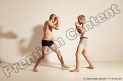 Underwear Martial art Man - Man White Moving poses Slim Short Blond Dynamic poses Academic