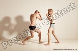 Underwear Martial art Man - Man White Moving poses Slim Short Blond Dynamic poses Academic