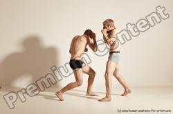 Underwear Martial art Man - Man White Moving poses Slim Short Blond Dynamic poses Academic