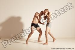 Underwear Martial art Man - Man White Moving poses Slim Short Blond Dynamic poses Academic