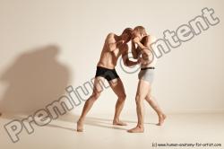 Underwear Martial art Man - Man White Moving poses Slim Short Blond Dynamic poses Academic