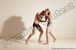 Underwear Martial art Man - Man White Moving poses Slim Short Blond Dynamic poses Academic