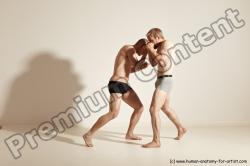 Underwear Martial art Man - Man White Moving poses Slim Short Blond Dynamic poses Academic