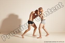 Underwear Martial art Man - Man White Moving poses Slim Short Blond Dynamic poses Academic