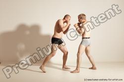 Underwear Martial art Man - Man White Moving poses Slim Short Blond Dynamic poses Academic