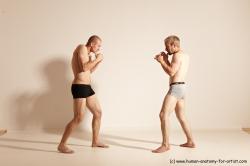 Underwear Martial art Man - Man White Moving poses Athletic Short Brown Dynamic poses Academic