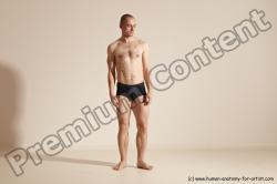 Underwear Gymnastic poses Man White Slim Bald Dancing Dynamic poses Academic