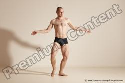 Underwear Gymnastic poses Man White Slim Bald Dancing Dynamic poses Academic