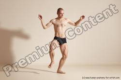 Underwear Gymnastic poses Man White Slim Bald Dancing Dynamic poses Academic