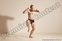 Underwear Gymnastic poses Man White Slim Bald Dancing Dynamic poses Academic