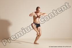 Underwear Gymnastic poses Man White Slim Bald Dancing Dynamic poses Academic