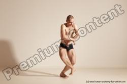 Underwear Gymnastic poses Man White Slim Bald Dancing Dynamic poses Academic