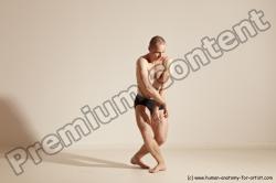 Underwear Gymnastic poses Man White Slim Bald Dancing Dynamic poses Academic