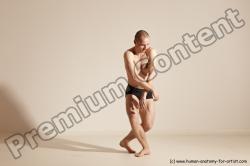 Underwear Gymnastic poses Man White Slim Bald Dancing Dynamic poses Academic