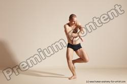 Underwear Gymnastic poses Man White Slim Bald Dancing Dynamic poses Academic