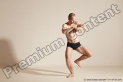 Underwear Gymnastic poses Man White Slim Bald Dancing Dynamic poses Academic