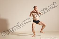 Underwear Gymnastic poses Man White Slim Bald Dancing Dynamic poses Academic