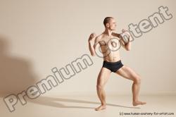 Underwear Gymnastic poses Man White Slim Bald Dancing Dynamic poses Academic