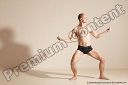 Underwear Gymnastic poses Man White Slim Bald Dancing Dynamic poses Academic