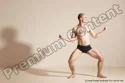 Underwear Gymnastic poses Man White Slim Bald Dancing Dynamic poses Academic