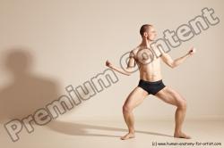 Underwear Gymnastic poses Man White Slim Bald Dancing Dynamic poses Academic