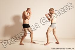 Underwear Martial art Man - Man White Moving poses Athletic Short Brown Dynamic poses Academic