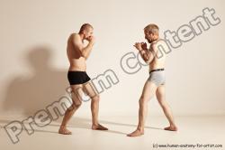 Underwear Martial art Man - Man White Moving poses Athletic Short Brown Dynamic poses Academic