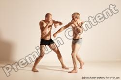 Underwear Martial art Man - Man White Moving poses Athletic Short Brown Dynamic poses Academic