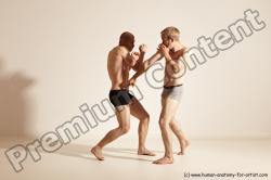 Underwear Martial art Man - Man White Moving poses Athletic Short Brown Dynamic poses Academic