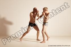 Underwear Martial art Man - Man White Moving poses Athletic Short Brown Dynamic poses Academic