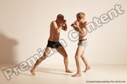 Underwear Martial art Man - Man White Moving poses Athletic Short Brown Dynamic poses Academic