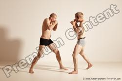 Underwear Martial art Man - Man White Moving poses Athletic Short Brown Dynamic poses Academic