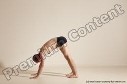 Underwear Gymnastic poses Man White Slim Bald Dancing Dynamic poses Academic